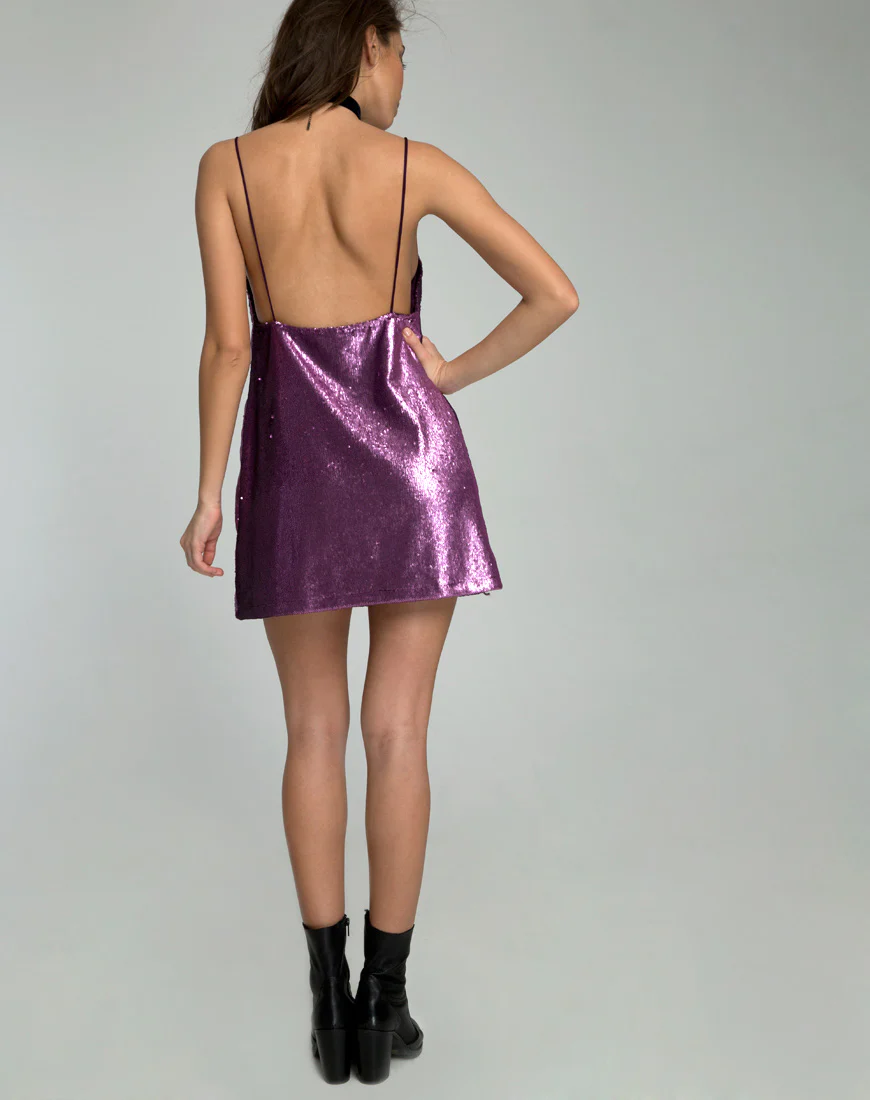 Valley Slip Dress in Amethyst Sequin - Image 4