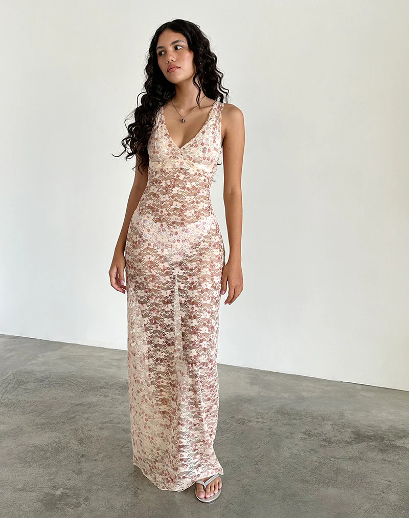 Valtheni Maxi Dress in Chic Petal Pink Lace - Image 4
