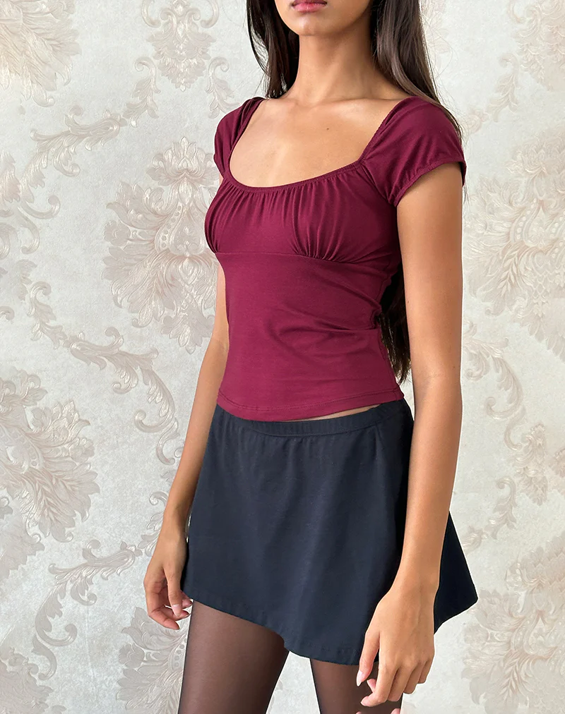 Vardah Top in Burgundy Jersey - Image 2