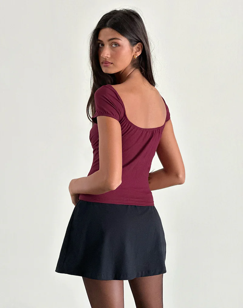 Vardah Top in Burgundy Jersey - Image 3