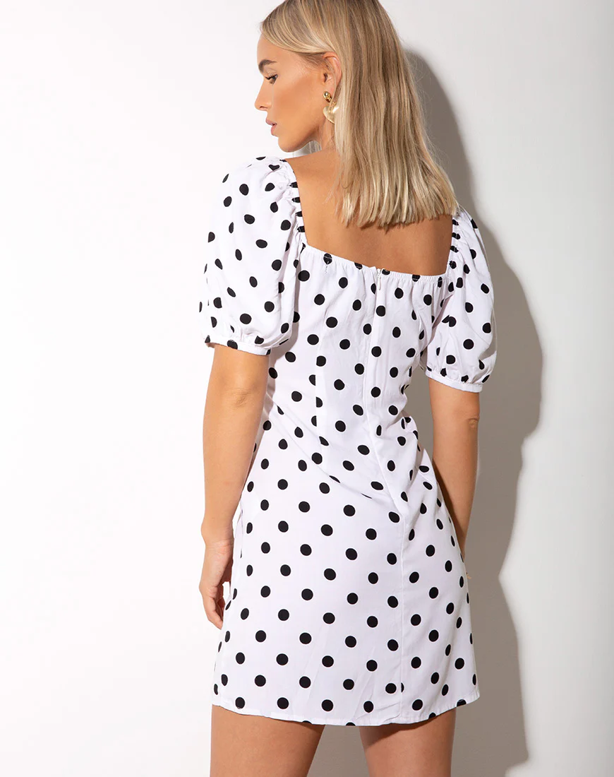 Varie Mini Dress in 80's Polka White - Image 4