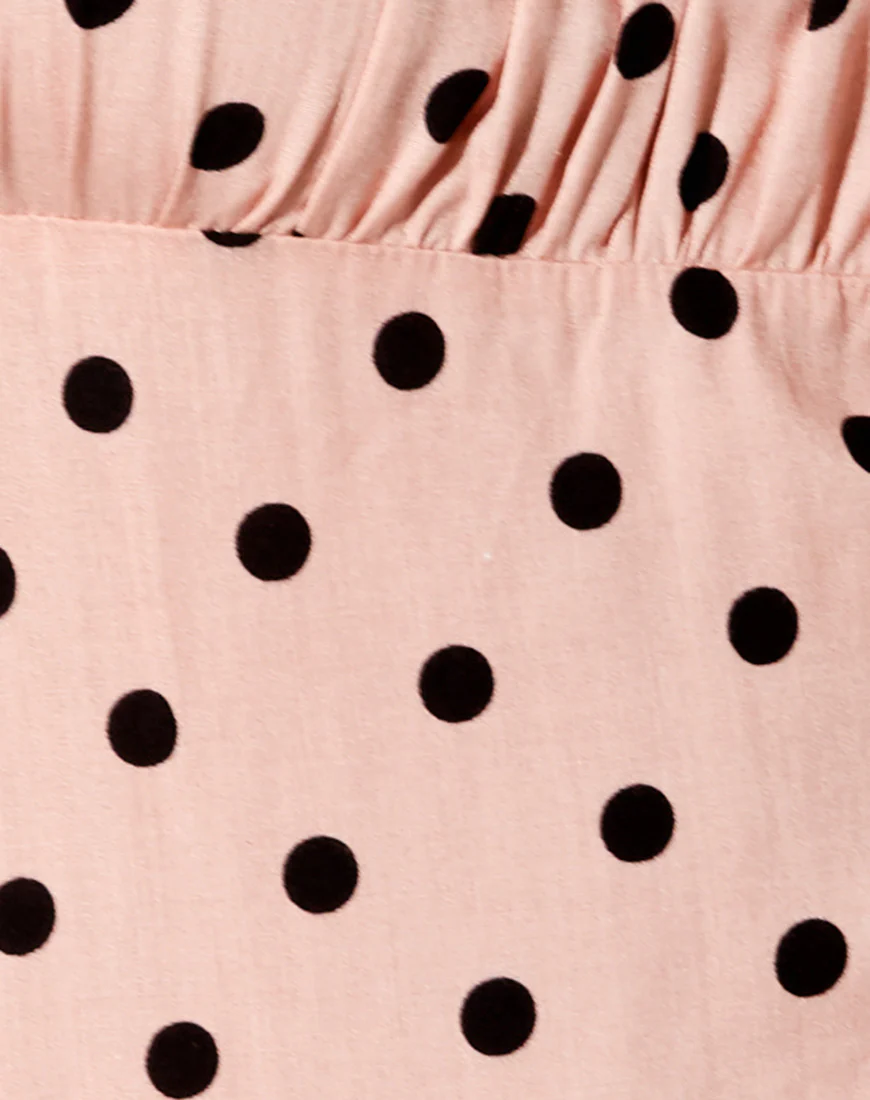 Varie Mini Dress in New Polka Nude Black - Image 6