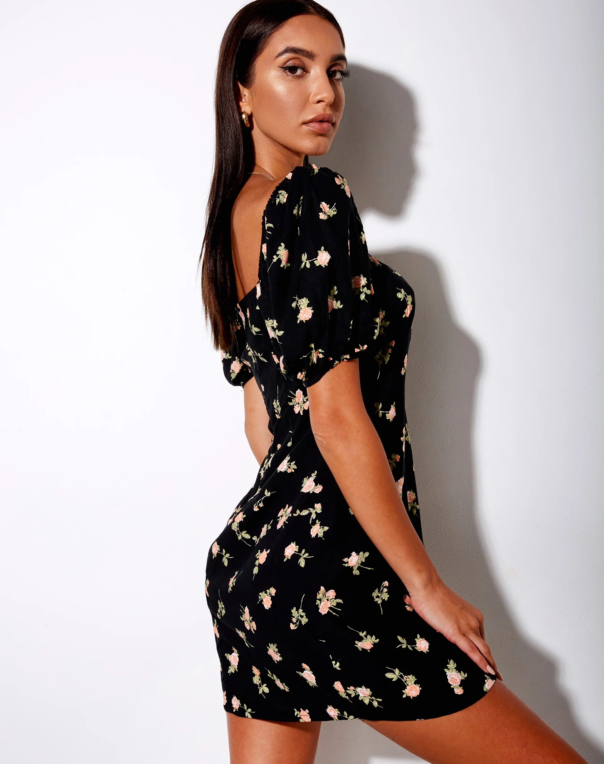 Varie Mini Dress in Rose Garden Black - Image 5
