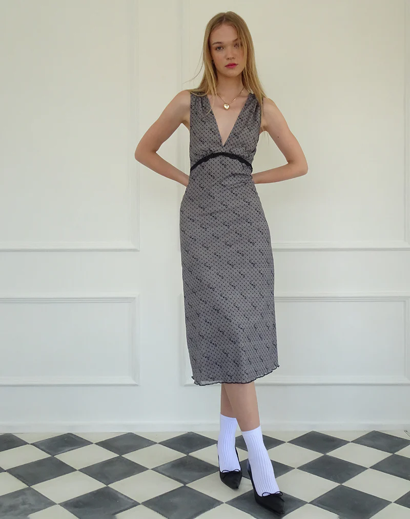 Vasida Mesh Midi Dress in Queen of Hearts - Image 3