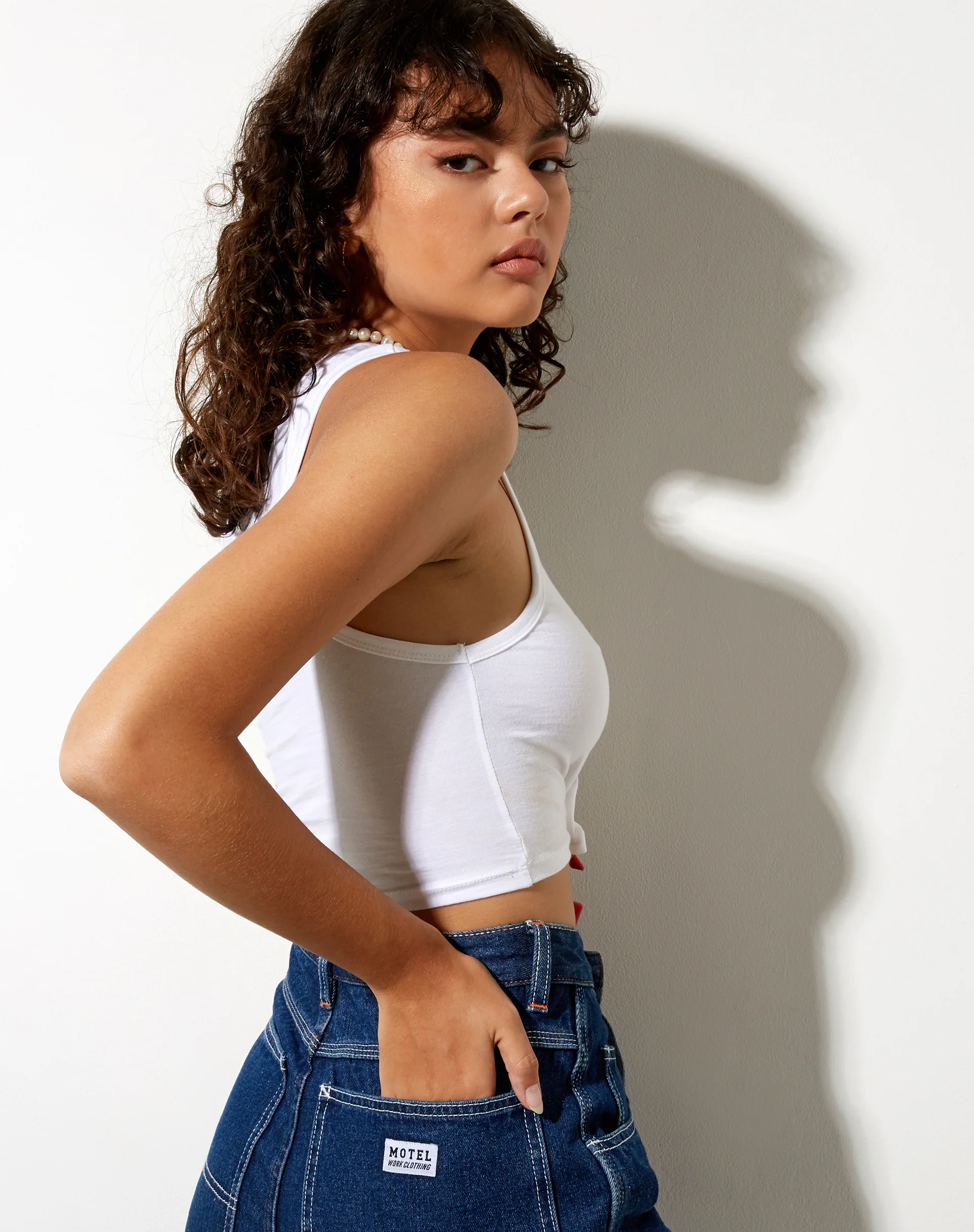 Vasque Vest Top in White Mushroom Embro - Image 2
