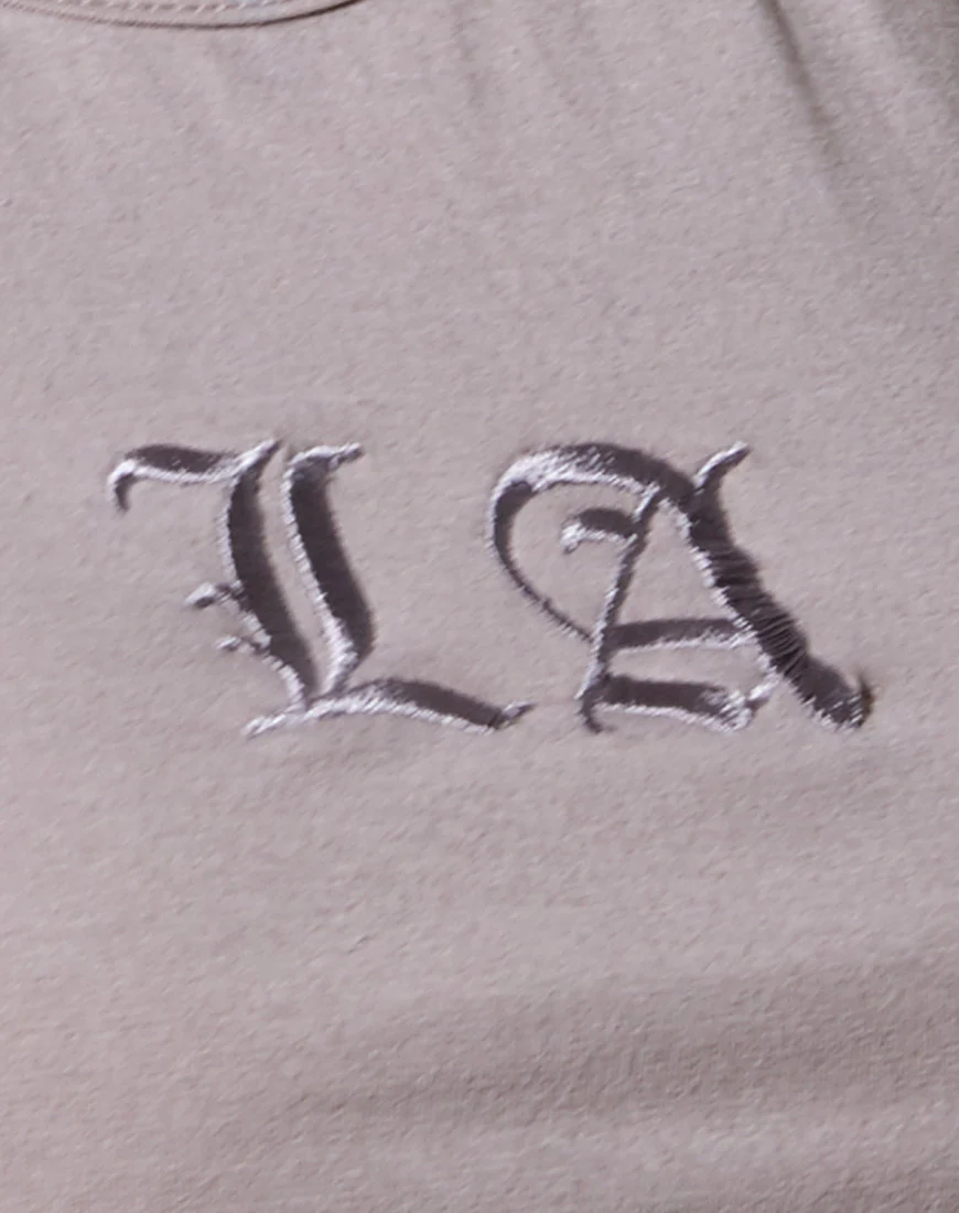 Vasque Crop Top in Mushroom 'LA' Embro - Image 7