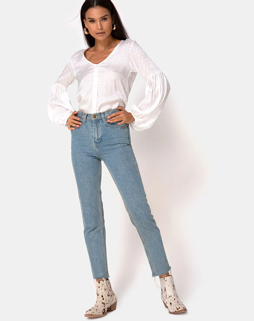 Vautier Top in Satin Cheetah Ivory - Image 3