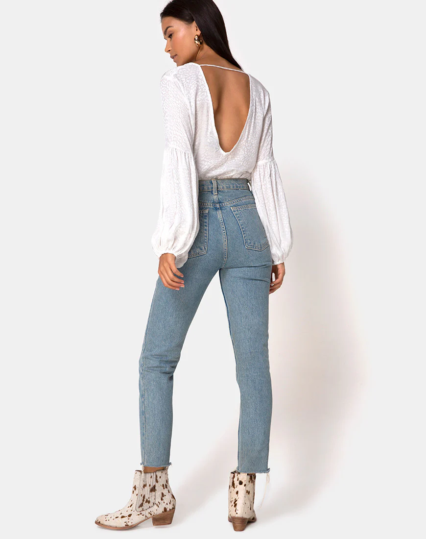 Vautier Top in Satin Cheetah Ivory - Image 4