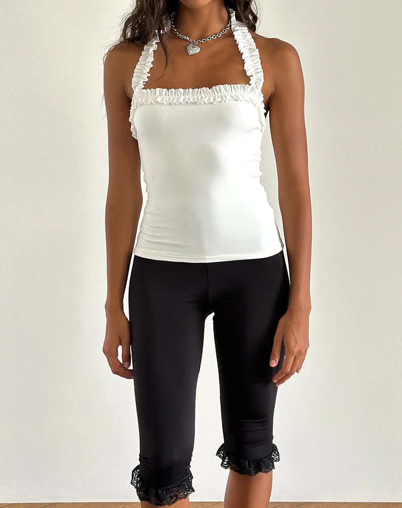 Veda Ruched Halterneck Top in Slinky White - Image 4