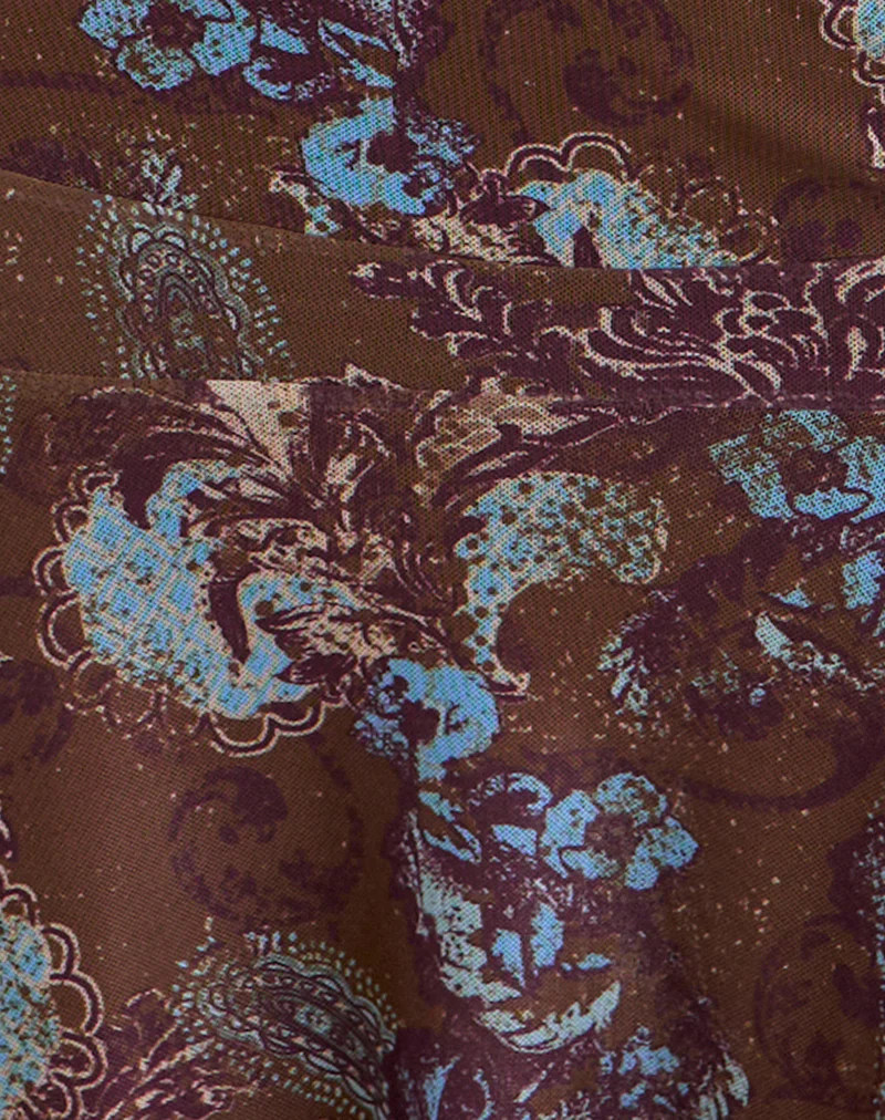 Velanie Mini Skirt in Feathery Paisley Brown - Image 5
