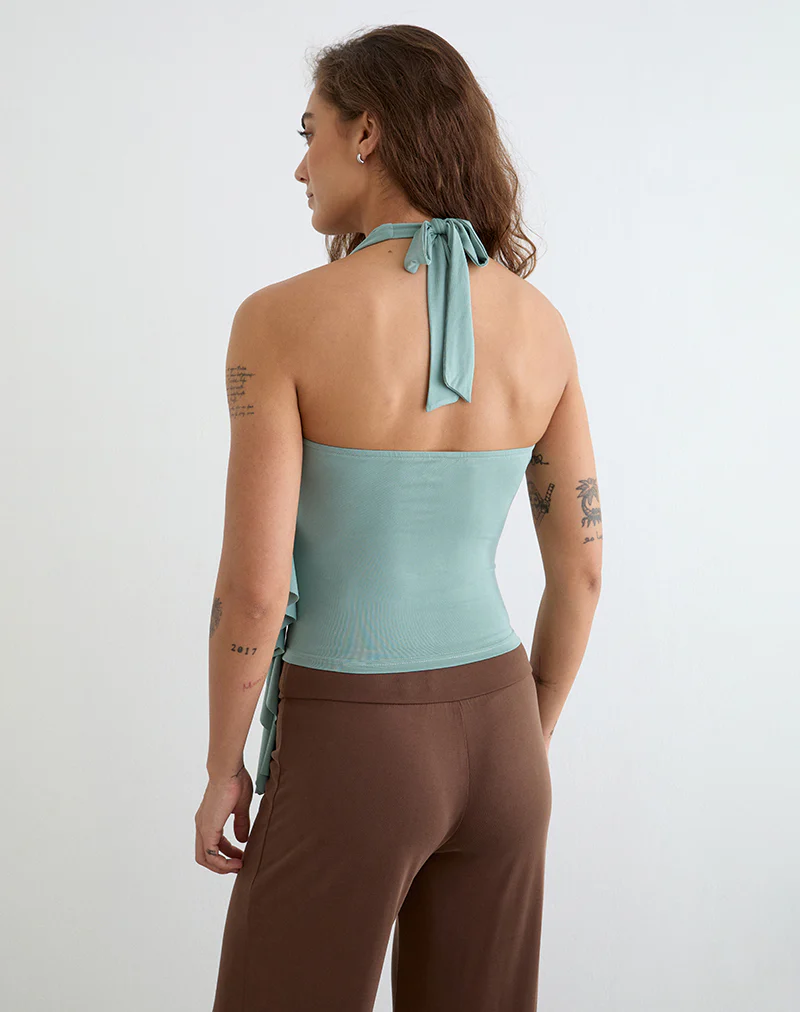 Velaris Wrap Top in Aqua Grey - Image 4