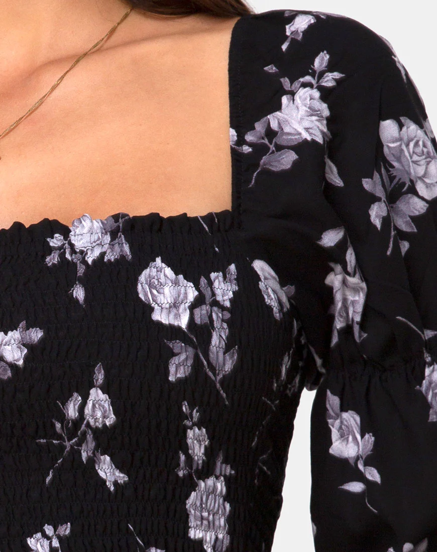 Velina Top in White Rose Black - Image 5