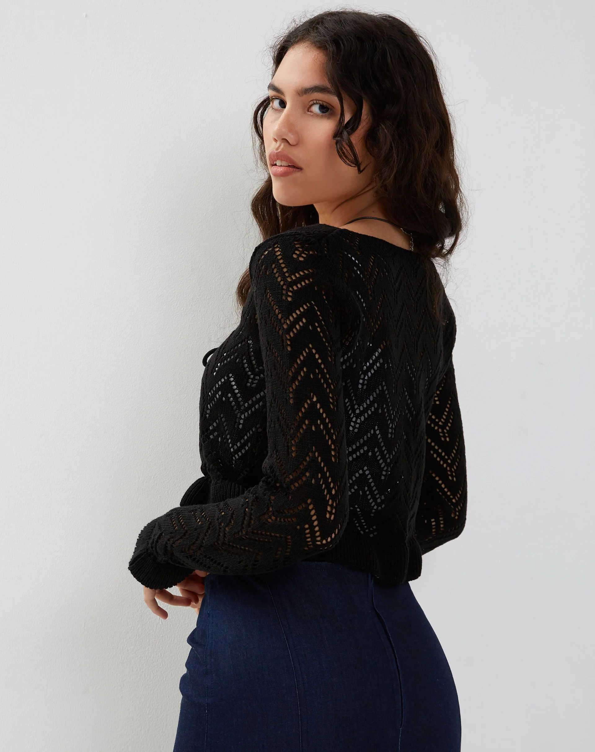 Vella Cardigan in Knitted Black - Image 2