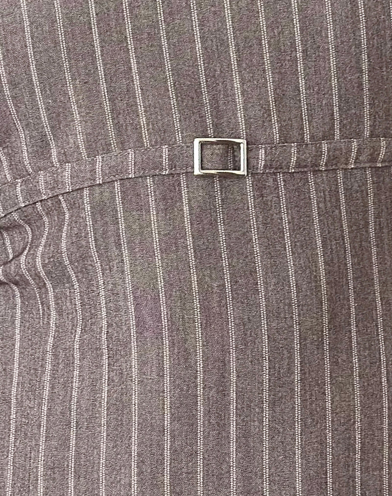 Vellura Halterneck Mini Dress in Taupe Pinstripe - Image 6