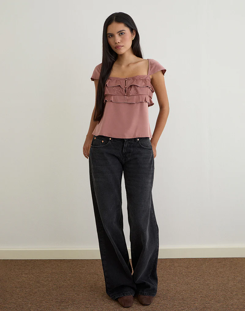 Venaro Double Layer Top in Satin Dusty Pink - Image 4