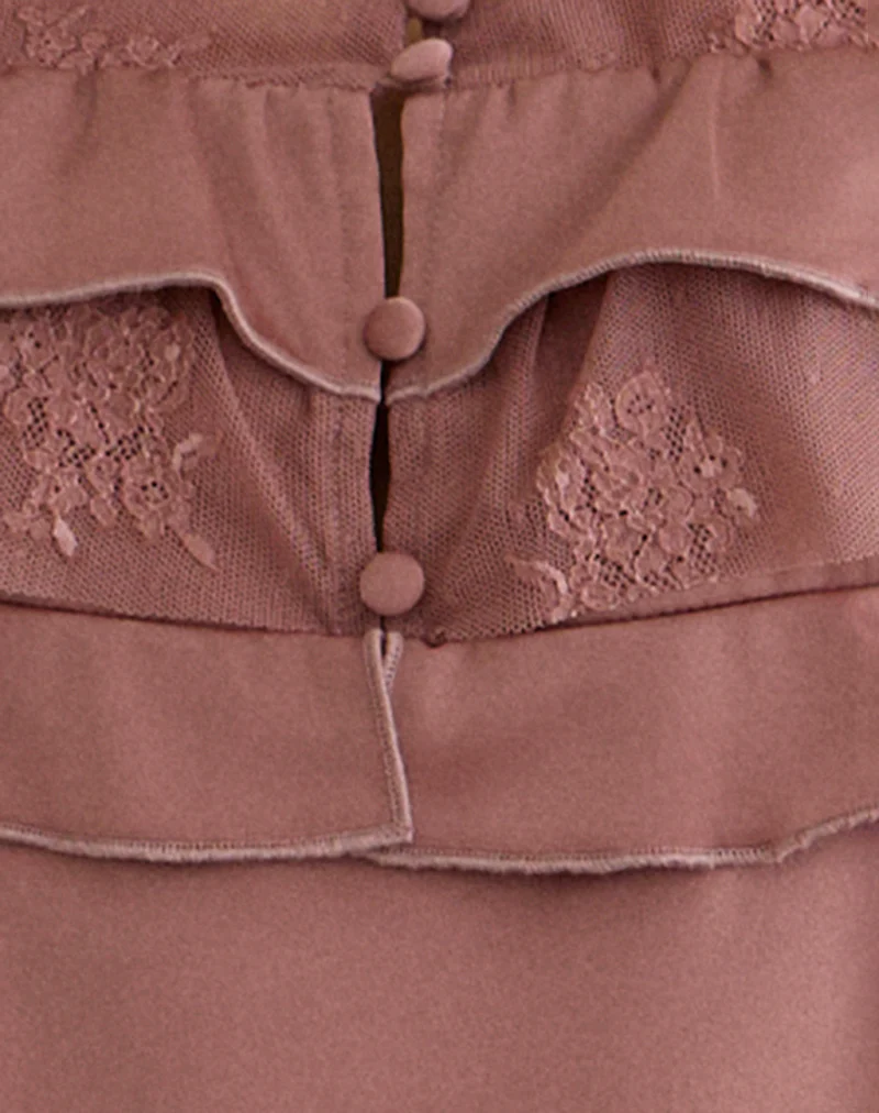 Venaro Double Layer Top in Satin Dusty Pink - Image 6