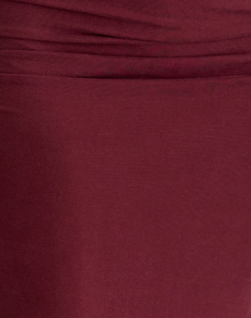 Venya Maxi Skirt in Cupro Burgundy - Image 6