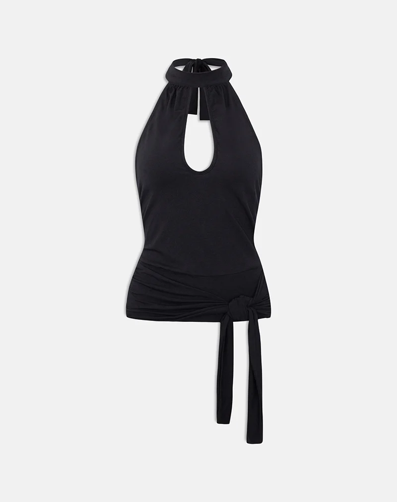 Verbina Keyhole Top in Jersey Black - Image 2