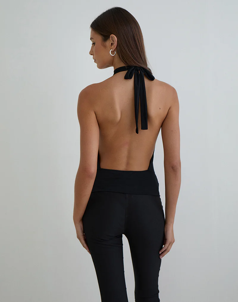 Verbina Keyhole Top in Jersey Black - Image 3