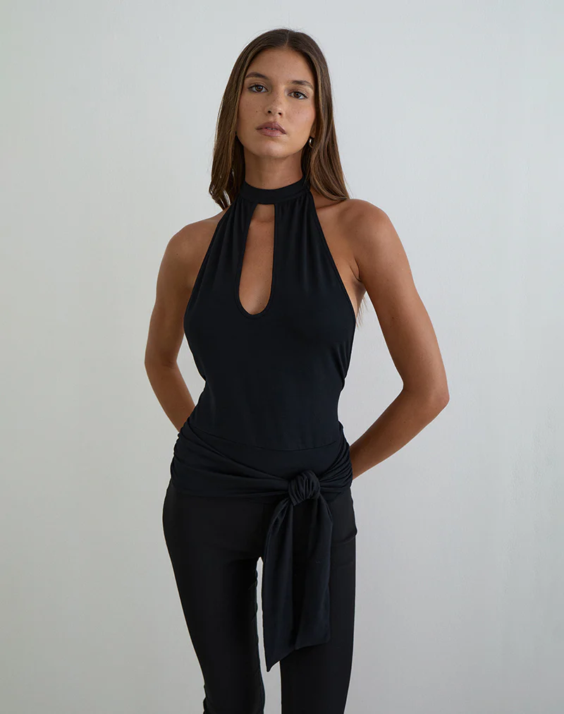 Verbina Keyhole Top in Jersey Black - Image 4