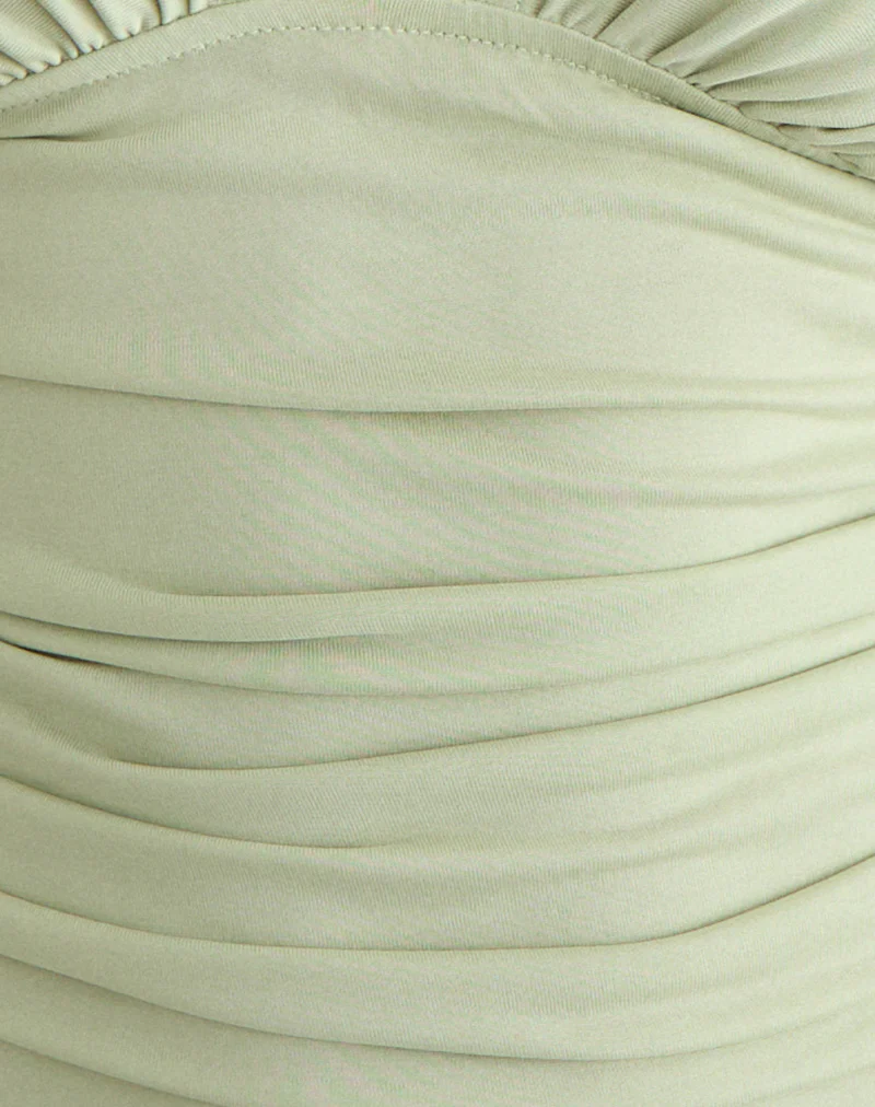 Vernia Plunge Batwing Top in Cupro Pistachio - Image 6