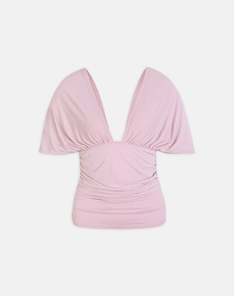Vernia Plunge Batwing Top in Cupro Pink - Image 5