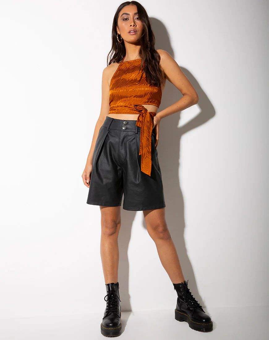 Vhan Crop Top in Satin Zebra Golden Coral - Image 5