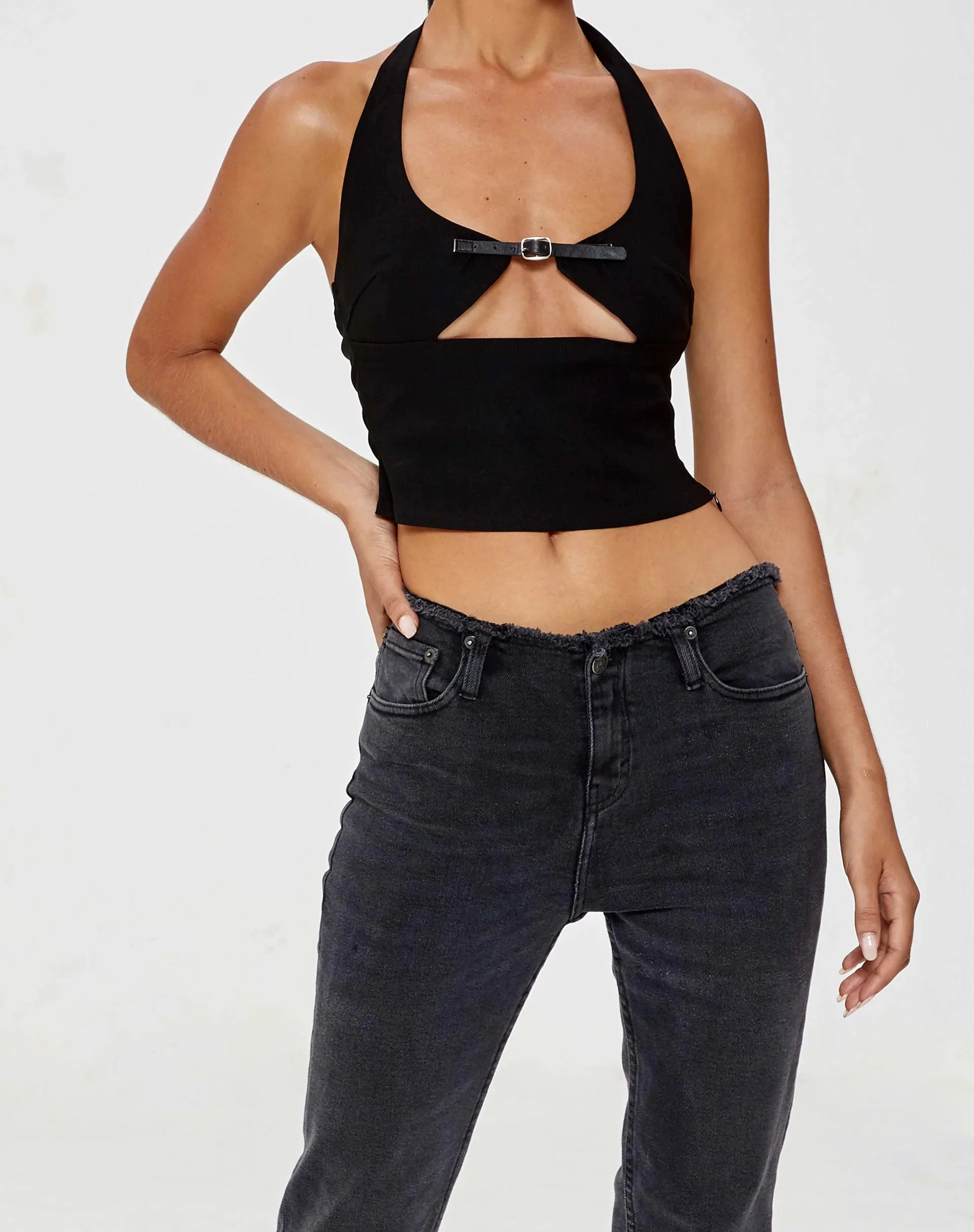 Vicauci Cut Out Top in Black - Image 2