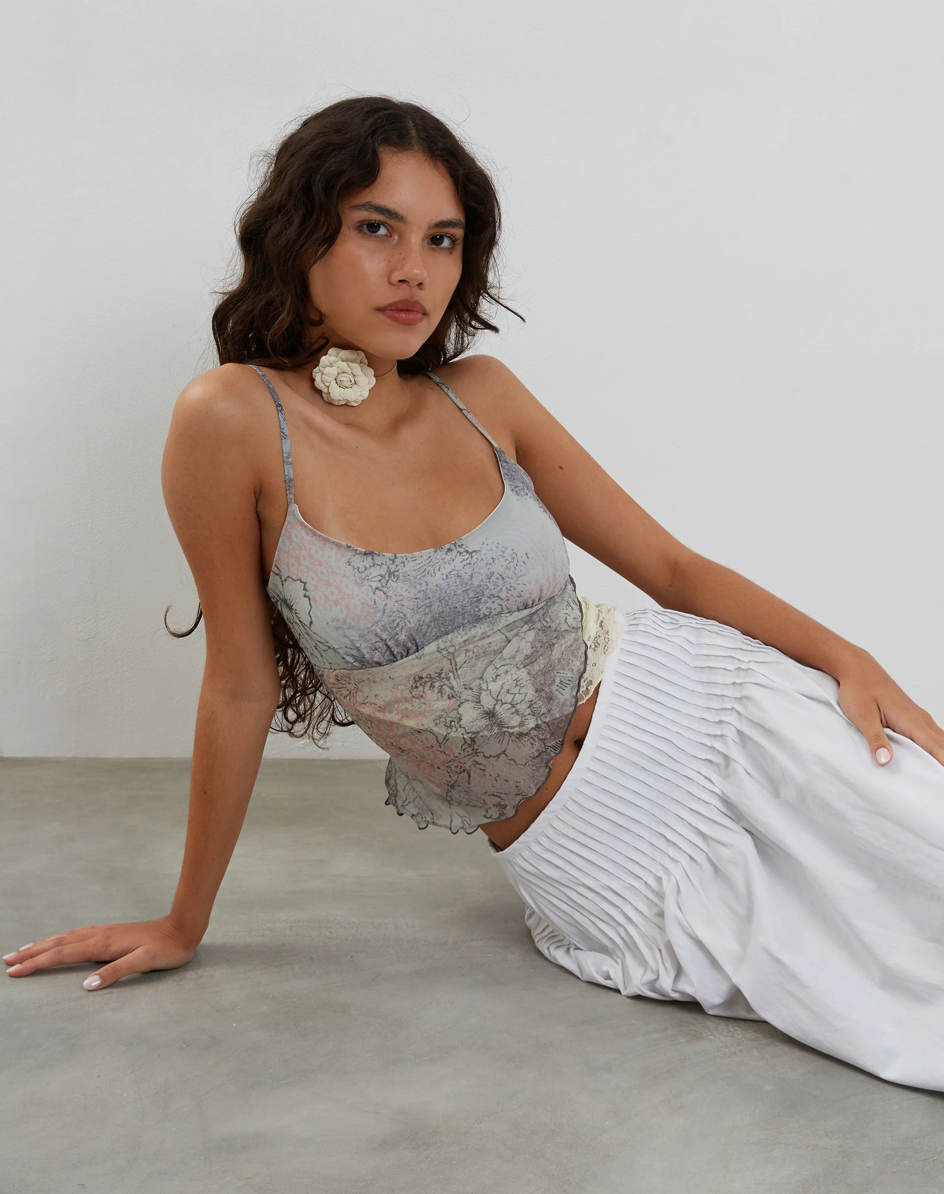 Vienna Cami Top in Pastel Floral Lace - Image 2