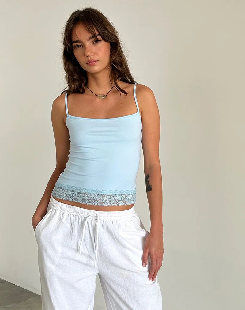 Vikha Vest Top in Soft Slinky Blue - Image 2
