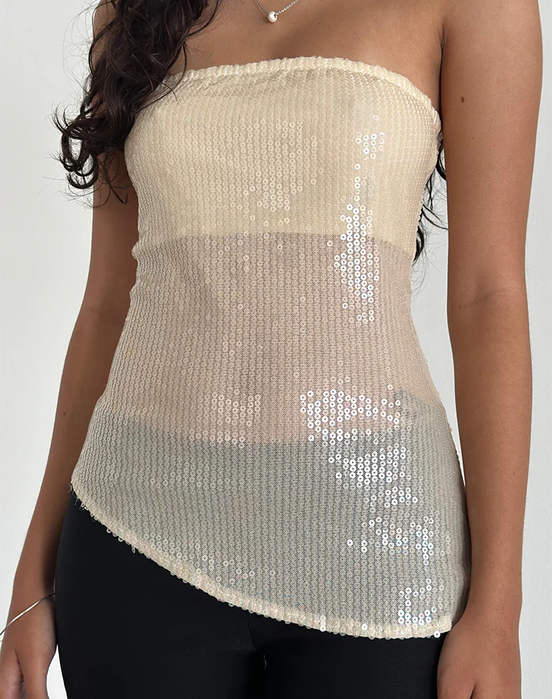 Viksuni Bandeau Top in Nude Clear Tinted Disc - Image 2