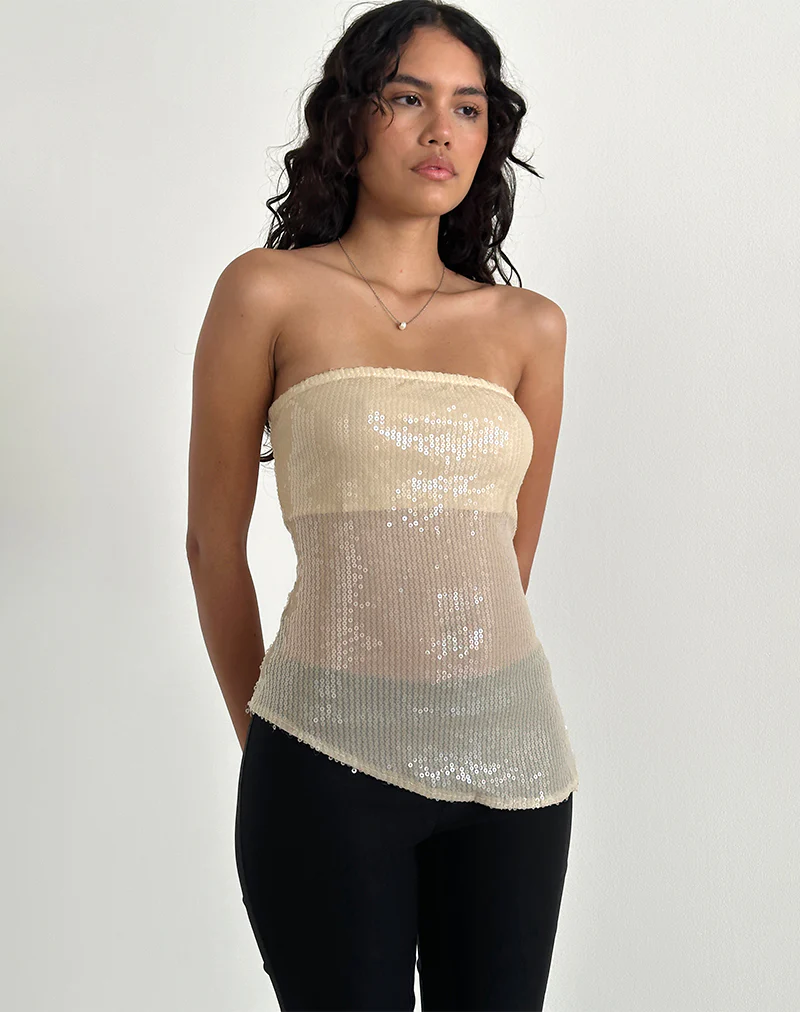 Viksuni Bandeau Top in Nude Clear Tinted Disc - Image 4