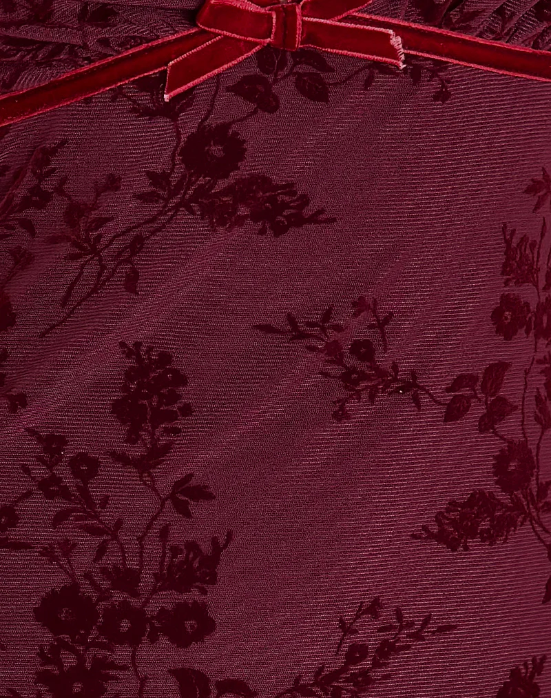 Vilinia Midi Dress in Botanical Flower Maroon - Image 6