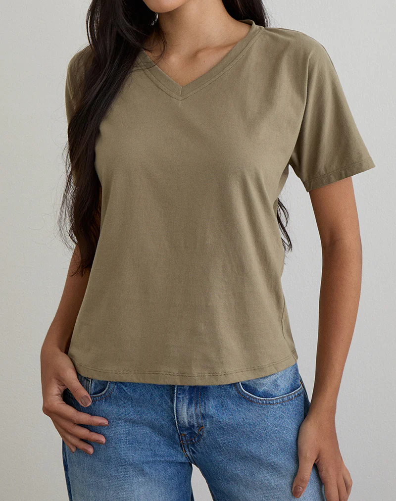 Viman Top in Jersey Khaki - Image 2