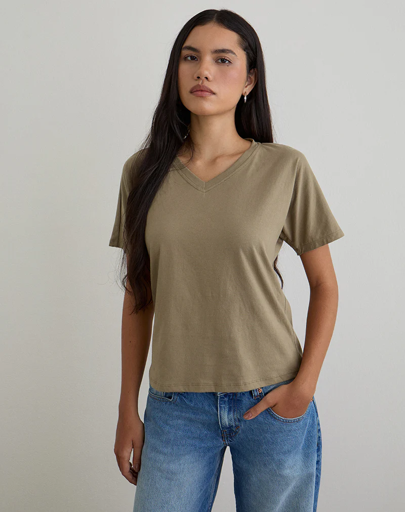 Viman Top in Jersey Khaki - Image 4