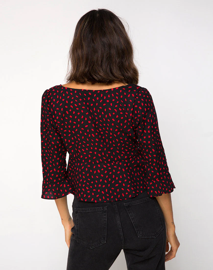 Vinequa Top in Mini Diana Dot Black and Red - Image 2