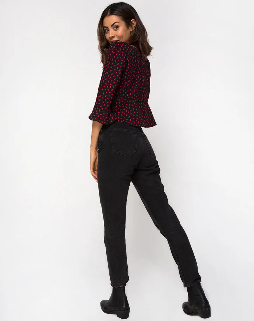 Vinequa Top in Mini Diana Dot Black and Red - Image 4
