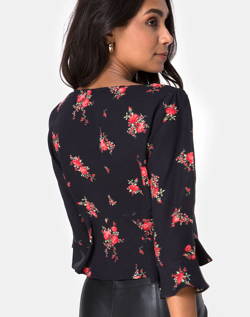 Vinequa Top in Soi Rose Black and Red - Image 2