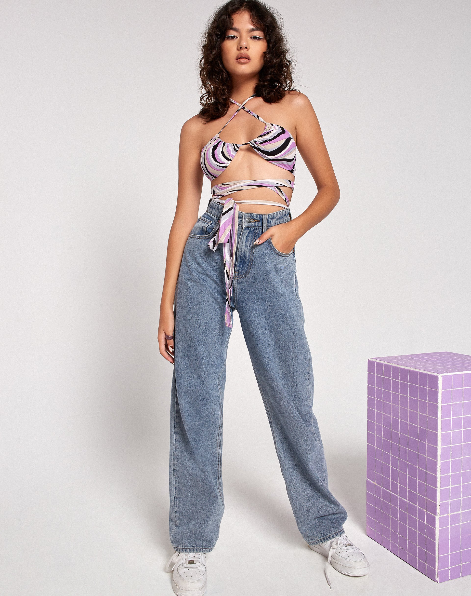 Vinia Crop Top in 60's Abstract - Image 6