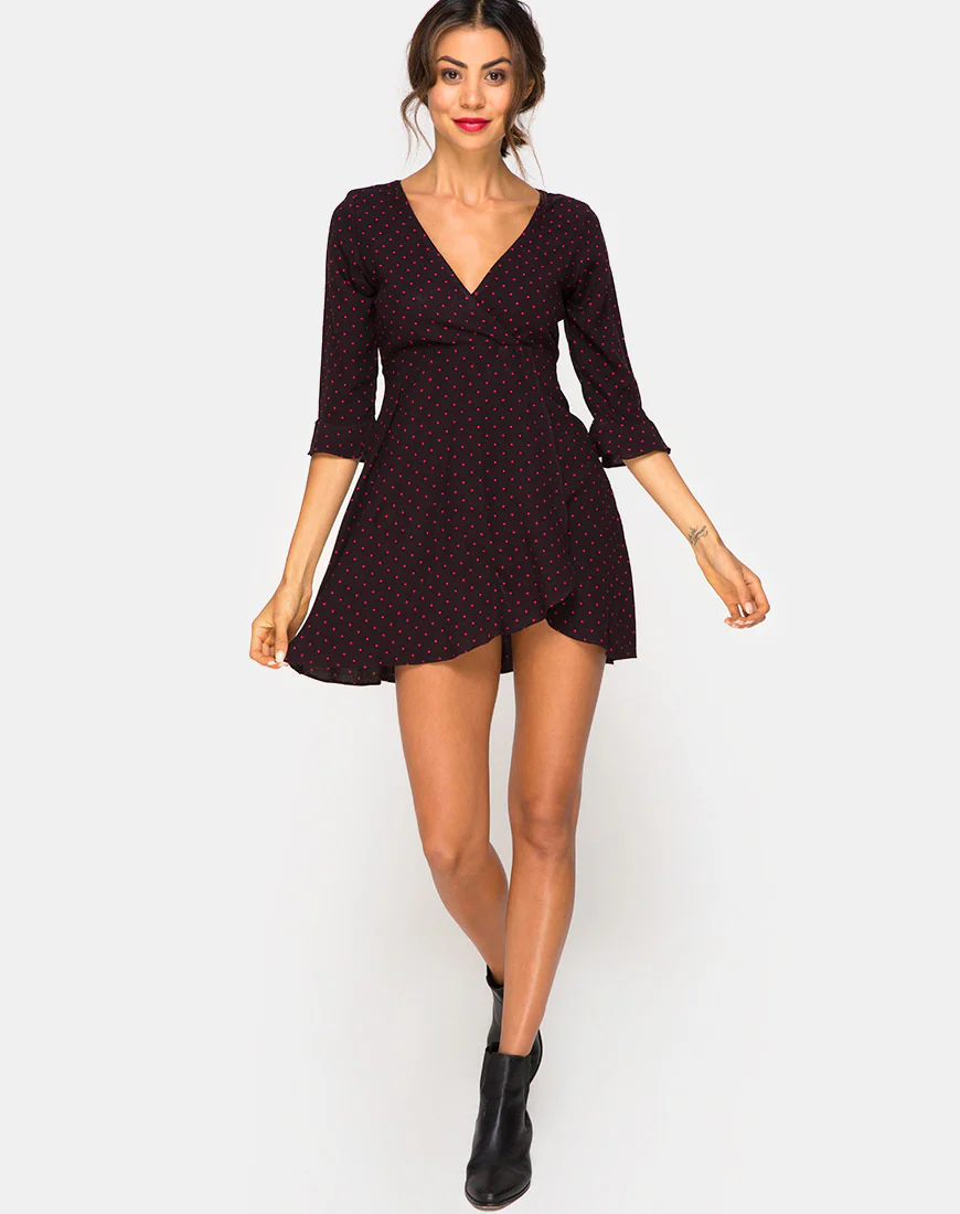 Vinon Dress in Cuban Dot Red - Image 3
