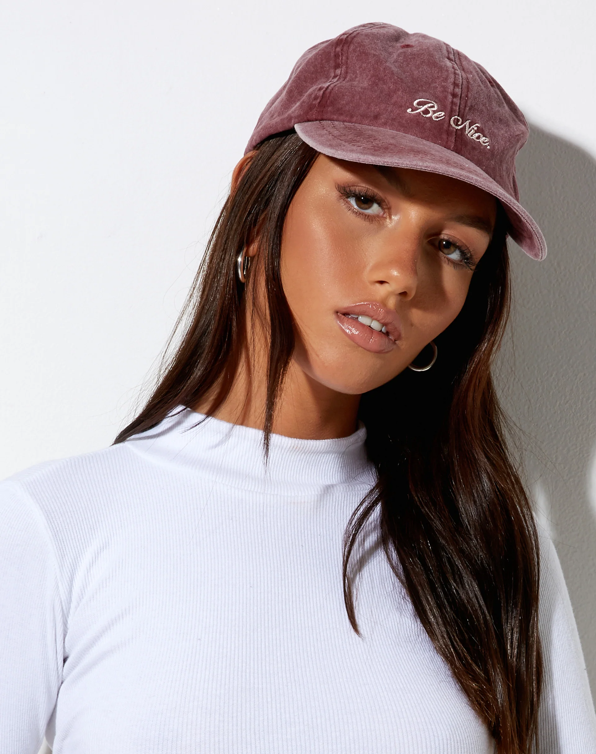 Vintage Hat in Burgundy with 'Be Nice' Embro - Image 3