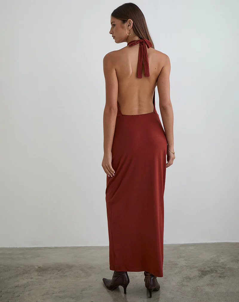 Viorela Maxi Dress in Jersey Fired Brick - Image 2