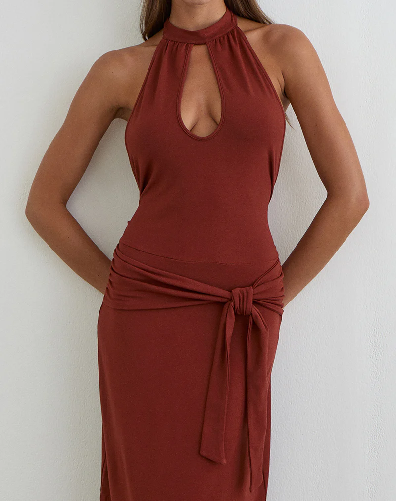 Viorela Maxi Dress in Jersey Fired Brick - Image 3