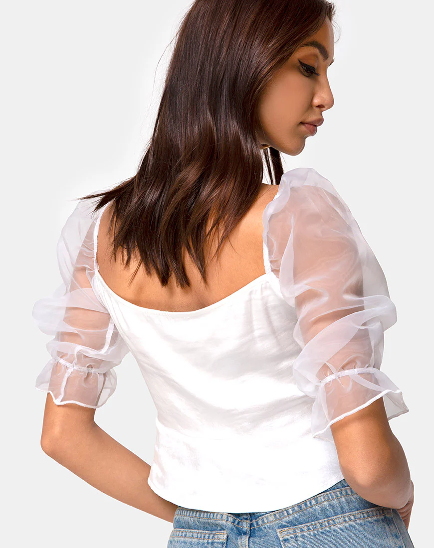 Viquela Crop Top in Organza Cream - Image 2