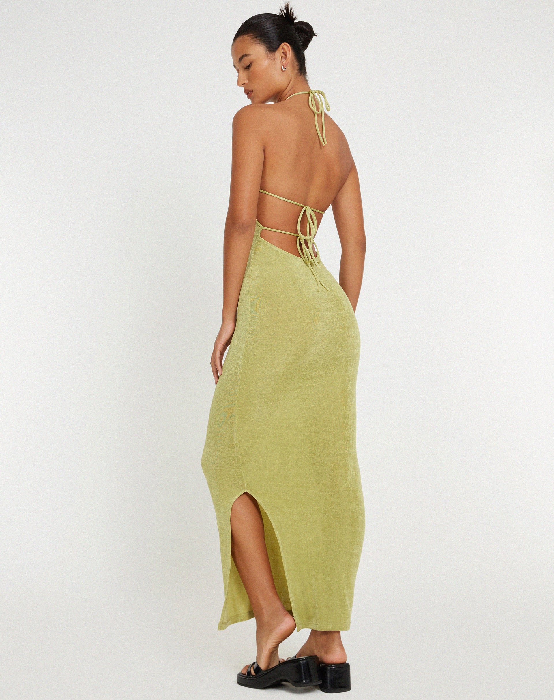 Virnilia Halterneck Maxi Dress in Lime - Image 2