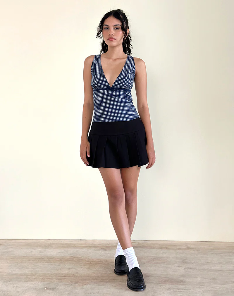 Vishata Top in Mini Gingham Dark Blue - Image 2