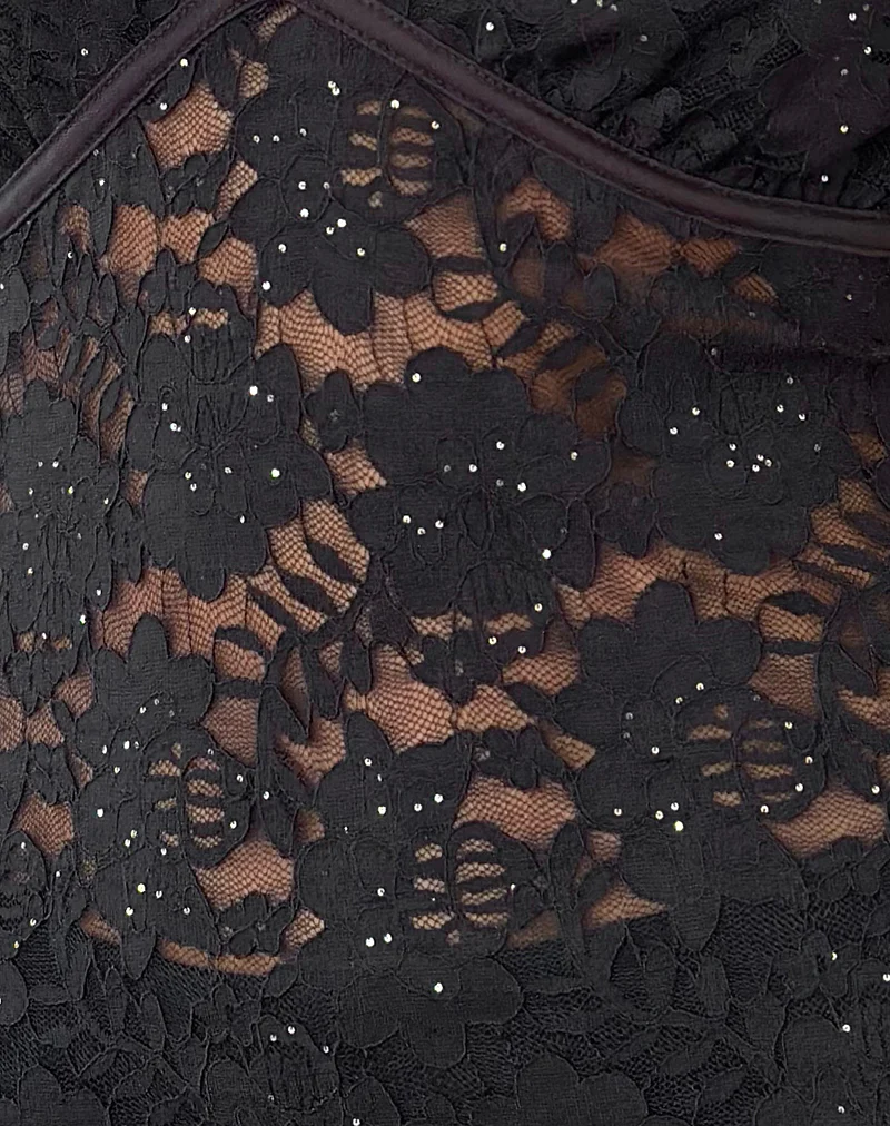 Vishata Top in Black Sequin Lace - Image 7