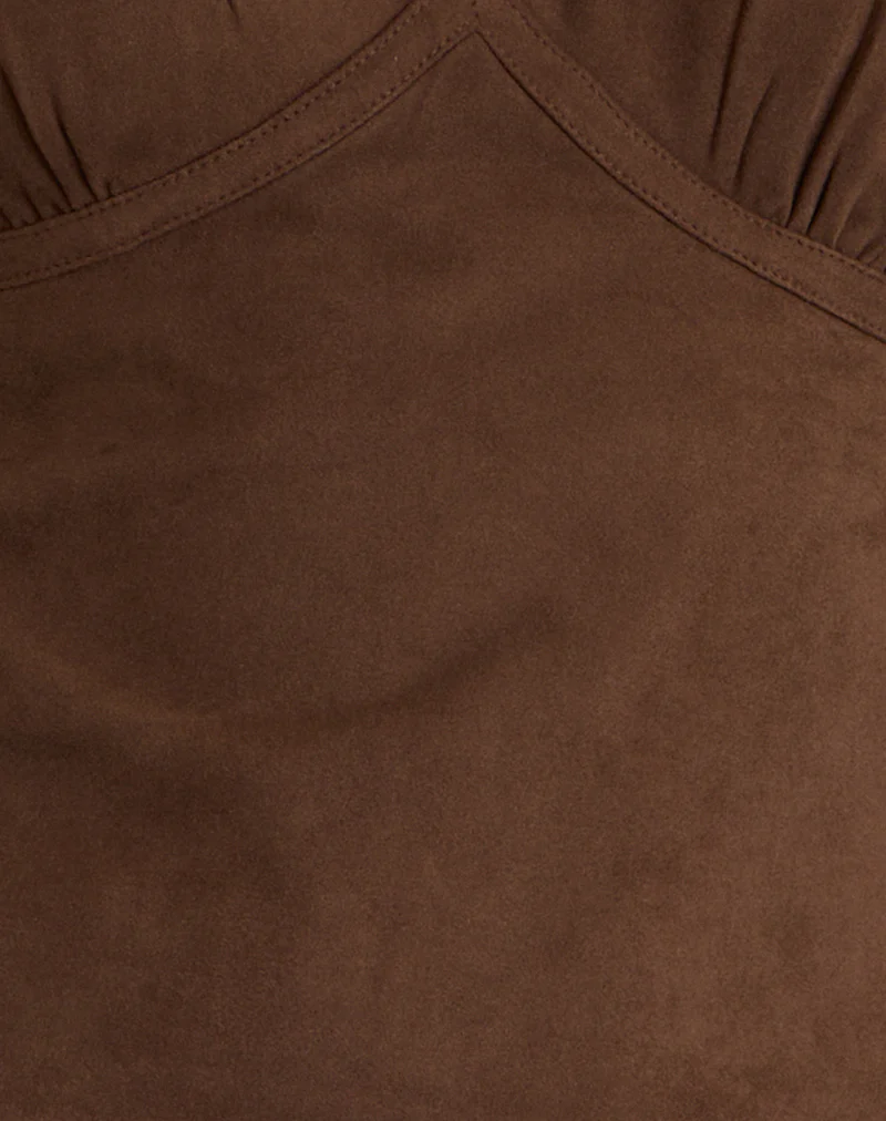 Vishata Top in Faux Suede Brown - Image 6