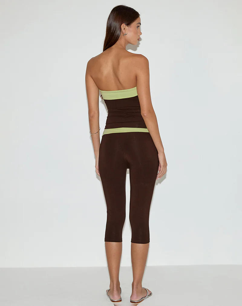 Vivah Fold-over Capri in Chocolate Brown with Pistachio Binding - Image 4