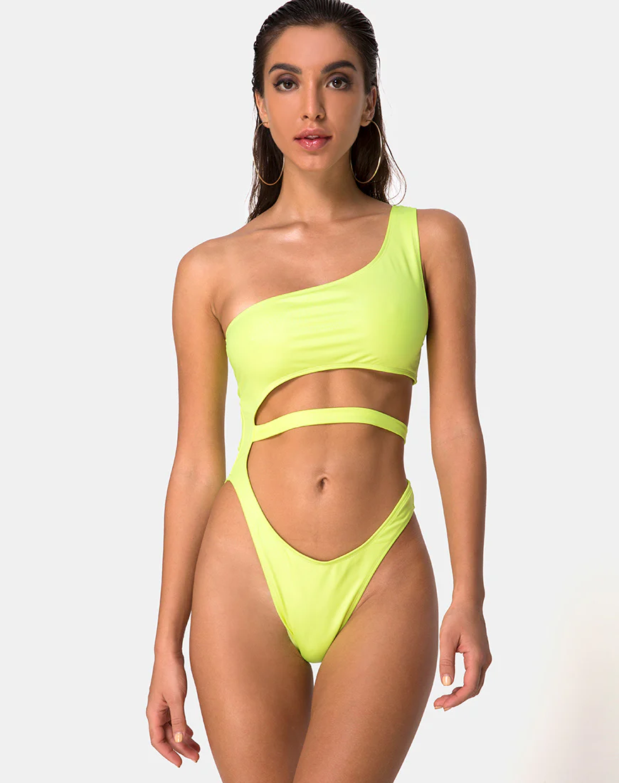 Vixie Swimsuit in Coated Lime - Image 2